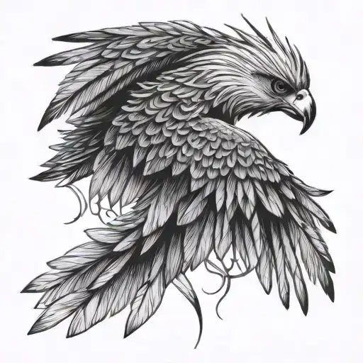 philippine eagle soaring with music notes intertwined tattoo design idea