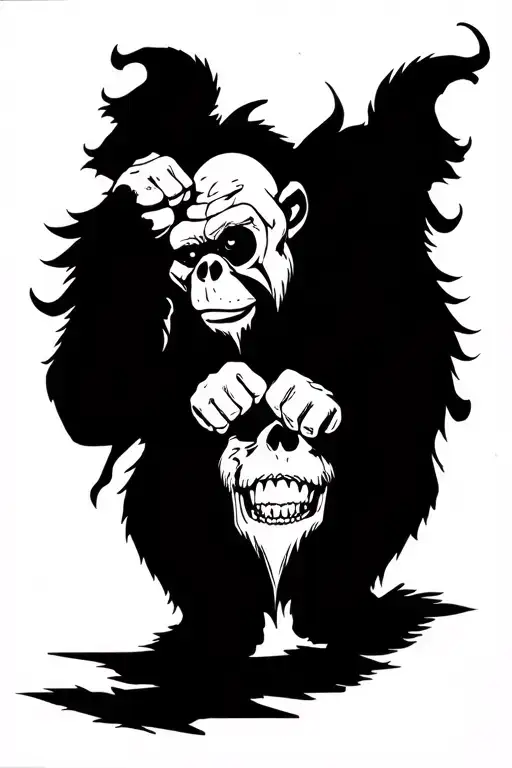 The monkey king fist bumping death tattoo design idea