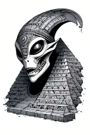 aliens, pyramids, aztec, neptune, mayans, annunaki tattoo design idea