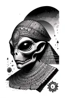 aliens, pyramids, aztec, neptune, mayans, annunaki tattoo design idea