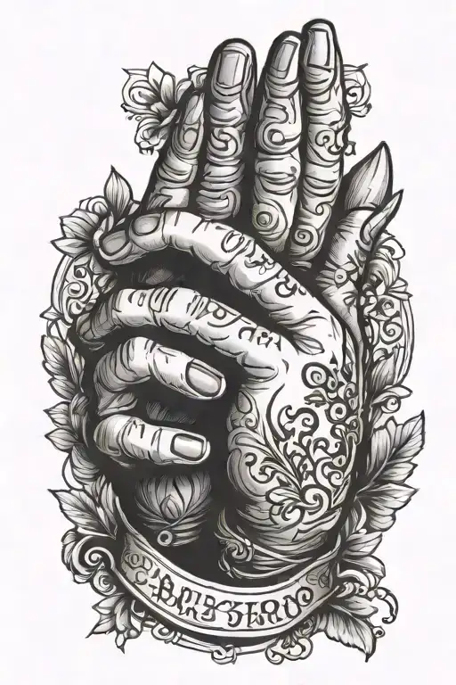 bible verse incorporated, praying hands  tattoo design idea