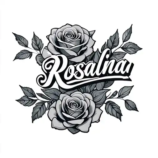 The name, Rosalina and involves roses around the name  tattoo design idea