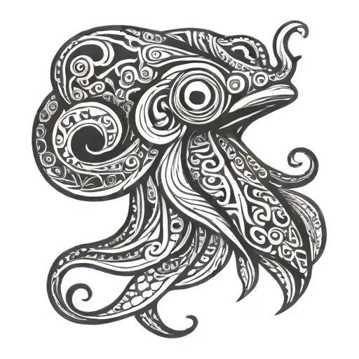 a cuttlefish in the style of cartoonist boulet  tattoo design idea