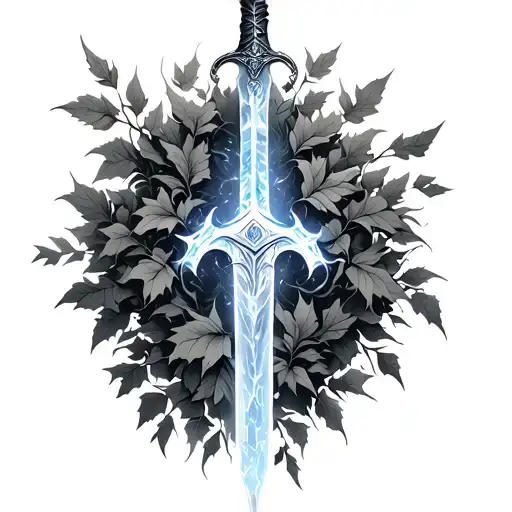 halo energy sword with Ivy wrapped loosely tattoo design idea