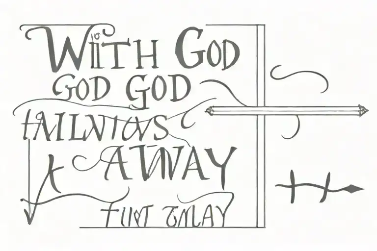 the phrase "With God there is always a way; by faith I will find it" include a small cross and a semicolon. tattoo design idea