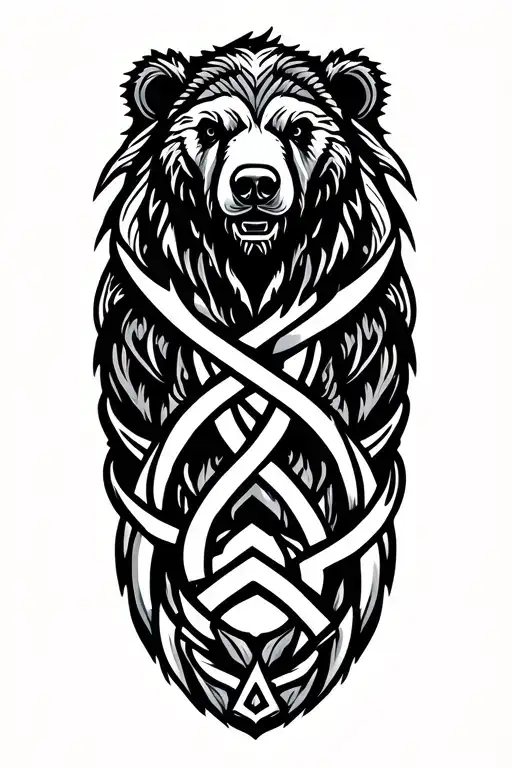 bear made from a celtic trinity knot wrapped by Jormungandr  tattoo design idea