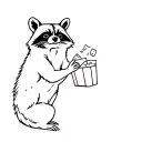 raccoon playing with trash simple tattoo design idea