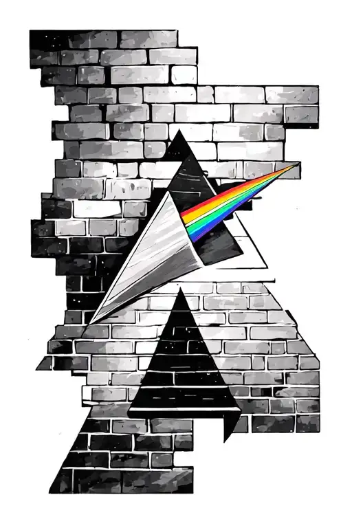 pink floyd white bricks and prism tattoo design idea
