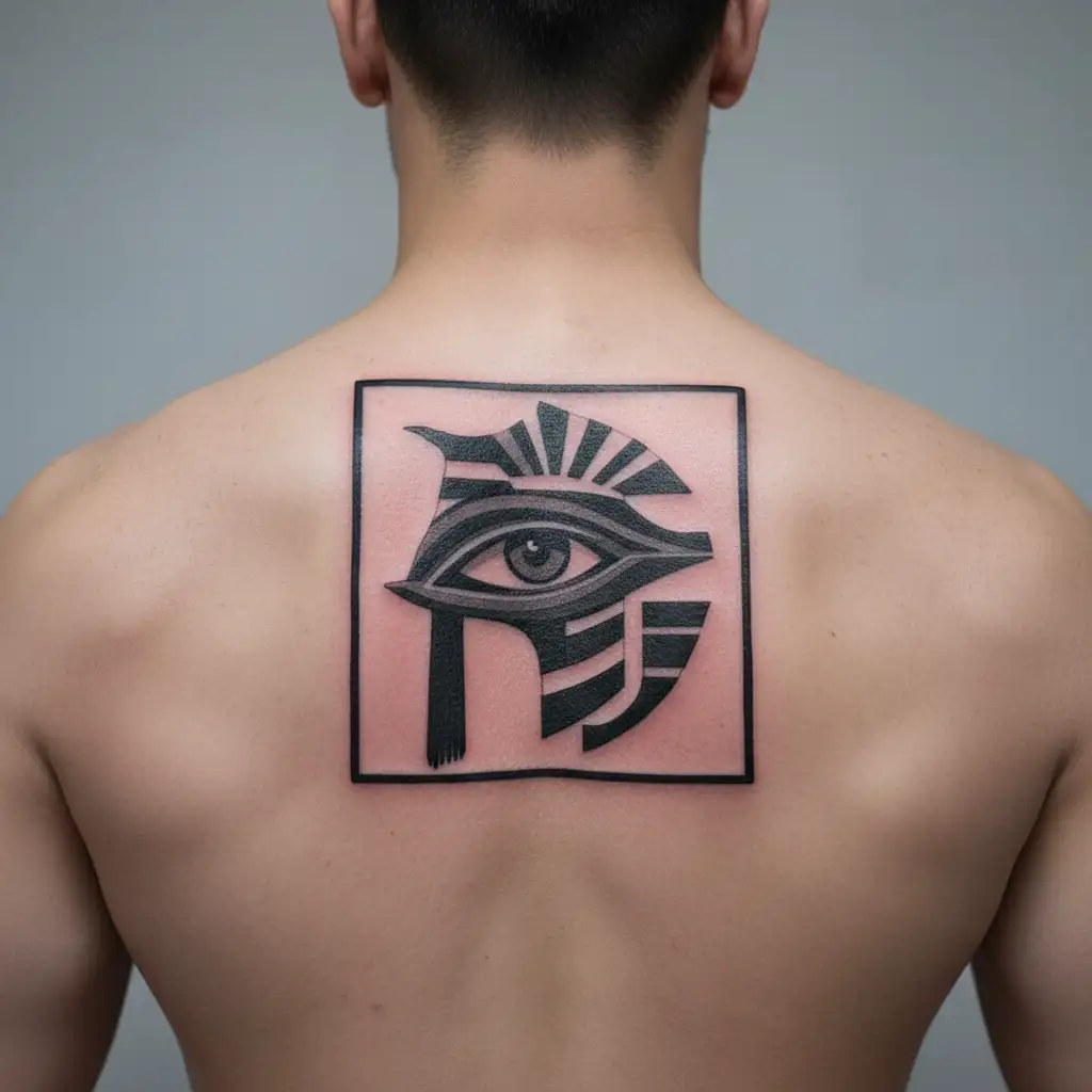 shape of Africa with eye of ra  tattoo design idea
