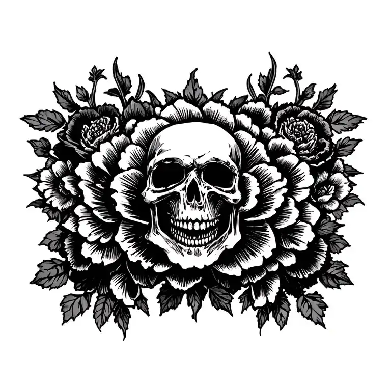 guns and roses blooming tattoo design idea