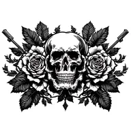 guns and roses blooming tattoo design idea