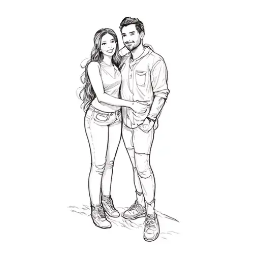 a couple posing for a picture on a mountain road tattoo design idea