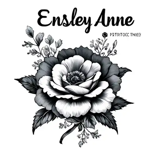 "Ensley Anne" word flower creative tattoo design idea