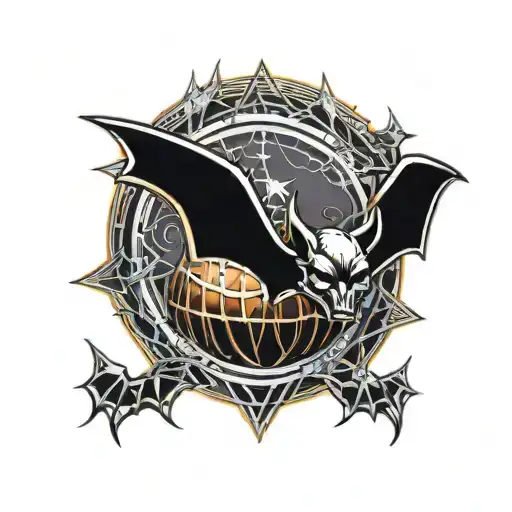 bat and pumpkin tattoo design idea