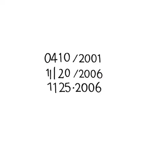 I want to make a tattoo on my left bicep, I want it to contain dates 04/10/2001, 11/25/2006, they are alusi dates tattoo design idea