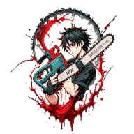 With an anime character, a chainsaw man is Power, around the blood patterns are especially much below to cover the old tattoo tattoo design idea