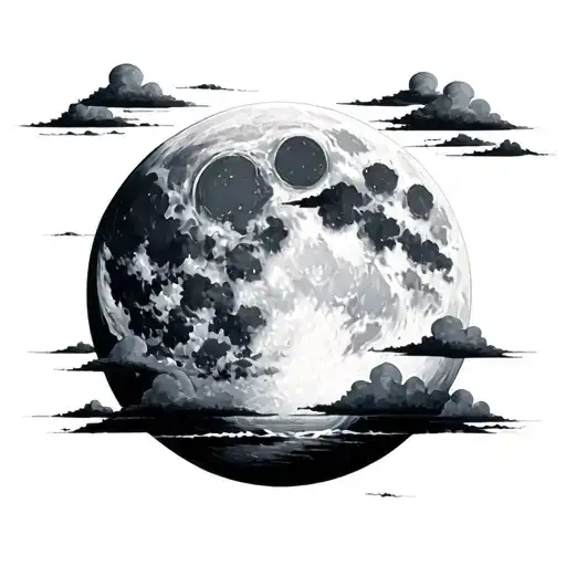 Full Moon With Clouds tattoo design idea