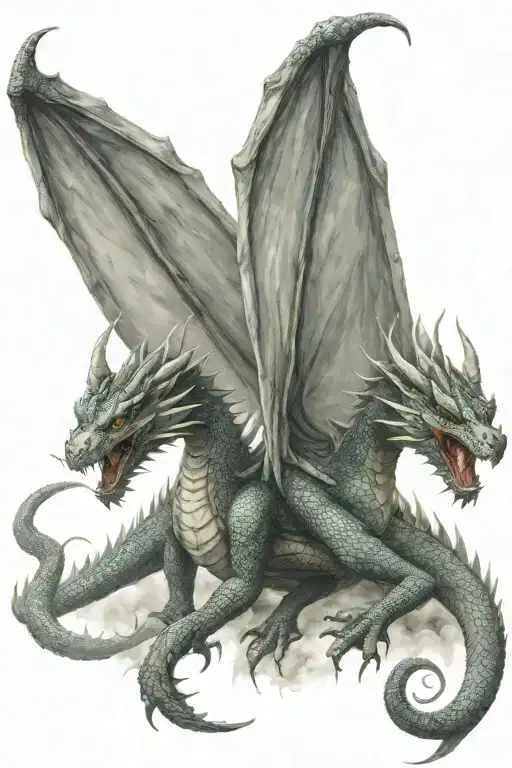 a twoheaded dragon with two wings tattoo design idea