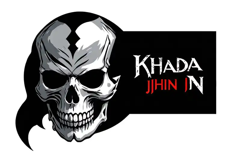 "Khada jhin" skull made tattoo design idea