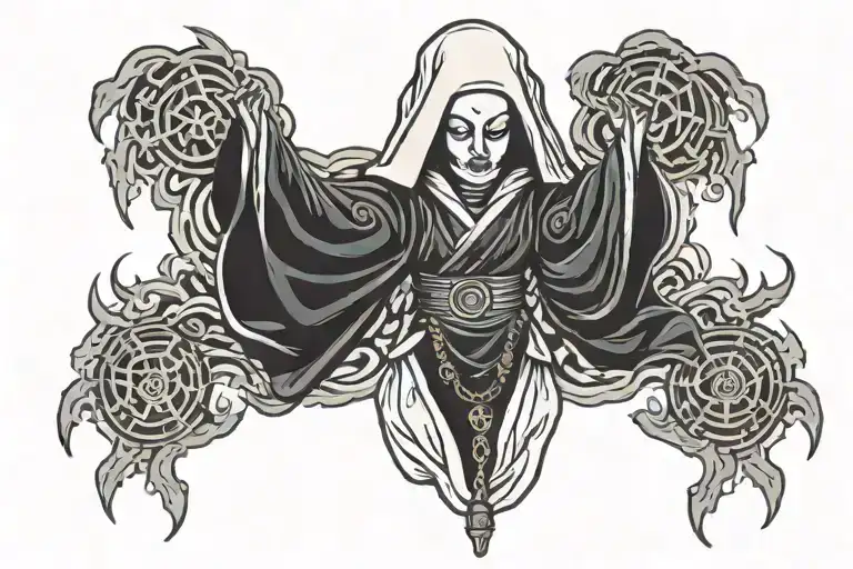 Spooky evil nun tattoo design idea