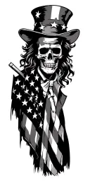 skeleton uncle sam American flag tattoo design idea