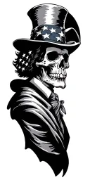 skeleton uncle sam American flag tattoo design idea