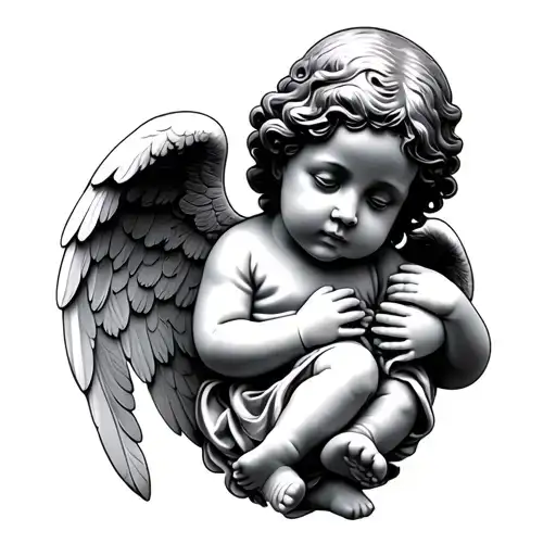 Baby Angel Statue tattoo design idea