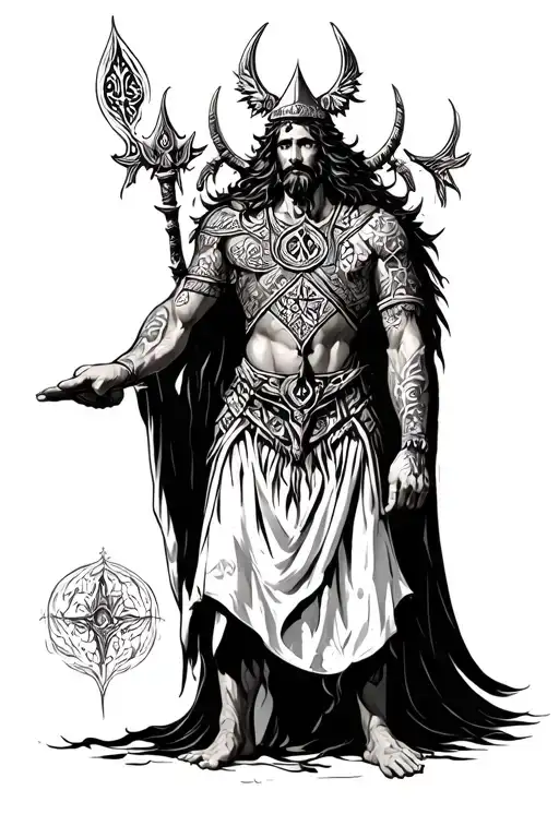 Perun slavic god holding tattoo design idea