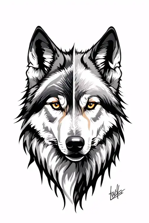 half wolf half phenox tattoo design idea