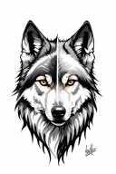 half wolf half phenox tattoo design idea