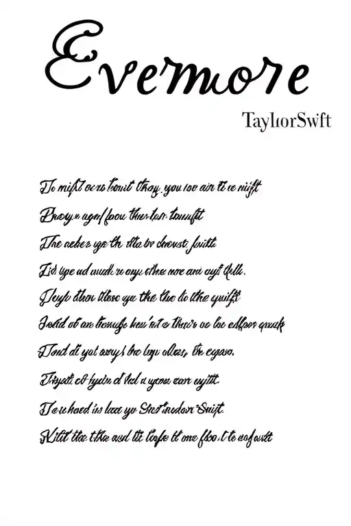 Evermore Taylor Swift lyrics postal stamp tattoo tattoo design idea