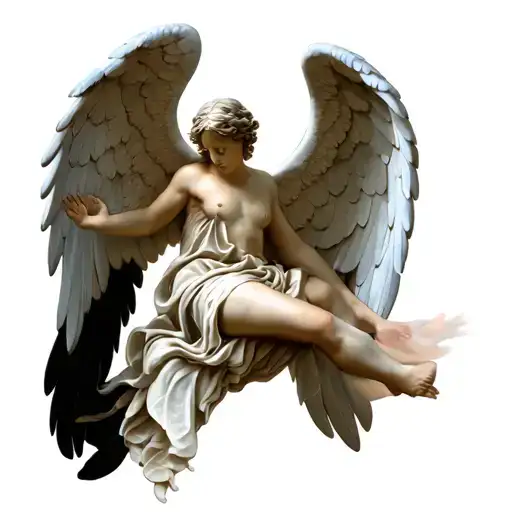 angel falling tattoo design idea