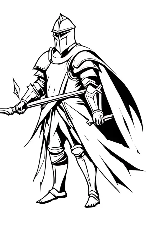 knight and magician tattoo design idea