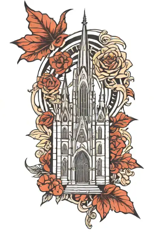 gothic cathedral  tattoo design idea
