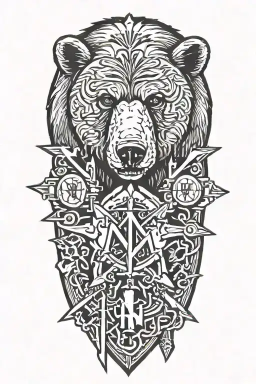 Bear, Cross, Time, V42 Knife, The letter N hidden, Wolf, Texas, special forces crest  tattoo design idea