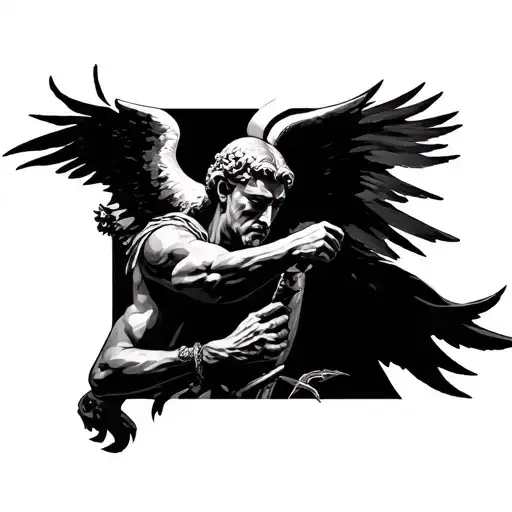 saint gabriel fighting tattoo design idea