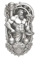 Hephaestus working forge tattoo design idea