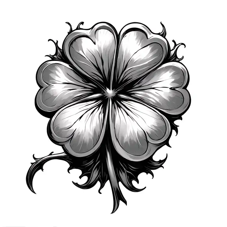 A five leaf clover from Black Clover and Odradek Terrain Scanner tattoo design idea