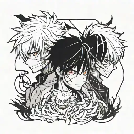 ken kaneki x killua zoldyck tattoo design idea