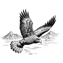 simple eagle soaring with mountain scene tattoo design idea