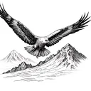 simple eagle soaring with mountain scene tattoo design idea