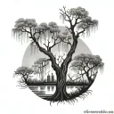 weeping willow tree  tattoo design idea