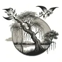 weeping willow tree  tattoo design idea