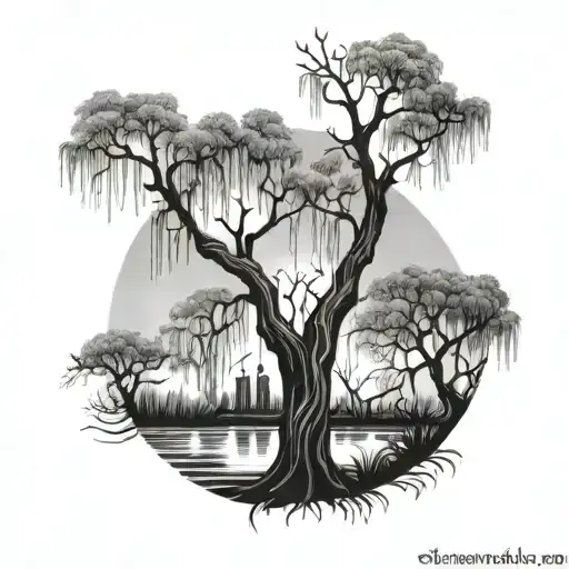 weeping willow tree  tattoo design idea