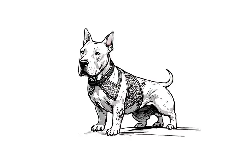 Bull terrier samurai tattoo design idea