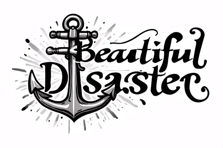"Beautiful disaster" anchor tattoo tattoo design idea