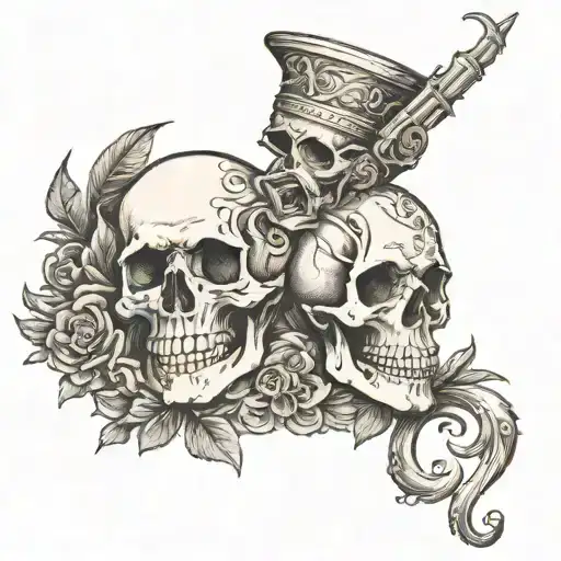 skull and Gemini   tattoo design idea