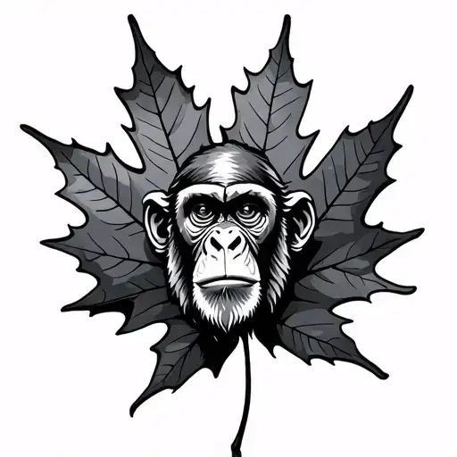 maple leaf and monkey tattoo design idea
