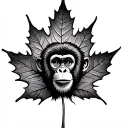maple leaf and monkey tattoo design idea