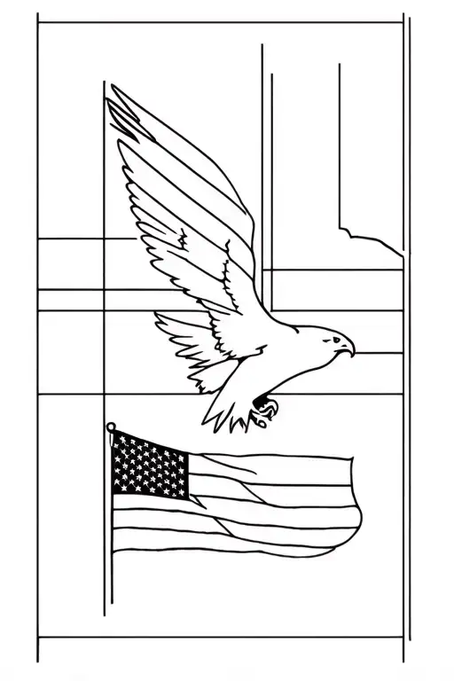 American and rebal flags with eagle soaring tattoo design idea